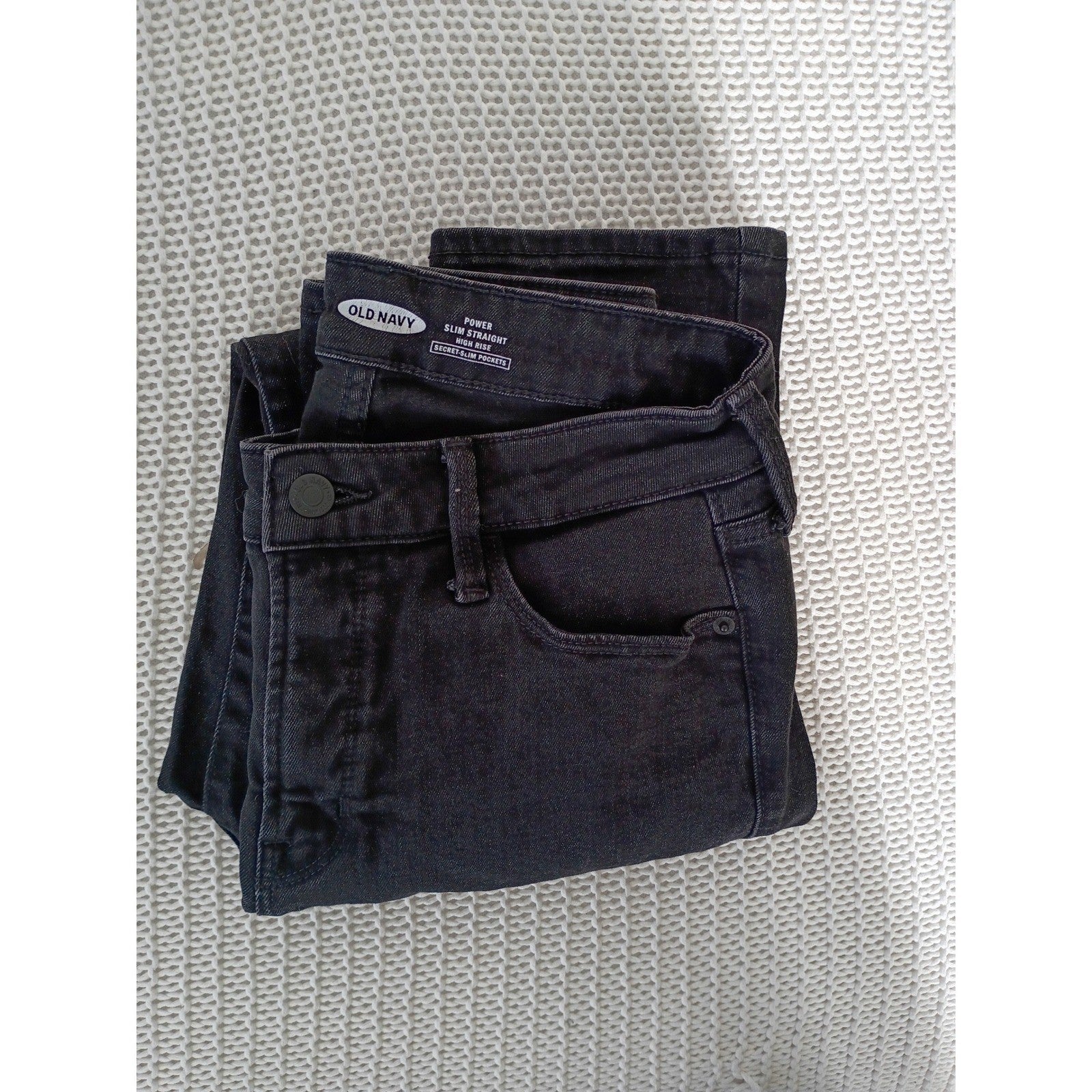Old Navy Black Power Slim Straight High Rise Distressed Jeans Womens Size 6 / 28