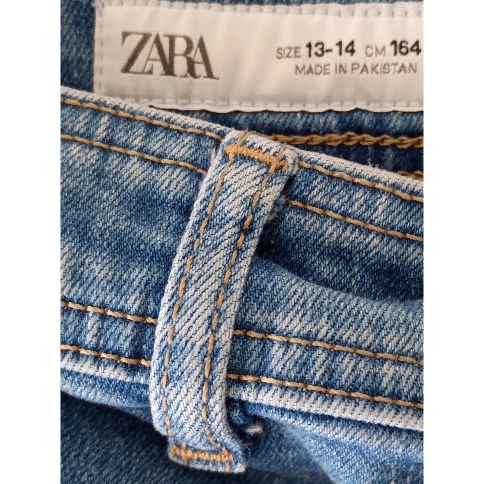 Zara High Super High Rise Wide Leg Jeans Blue Denim Frayed Hem Womens 24x28