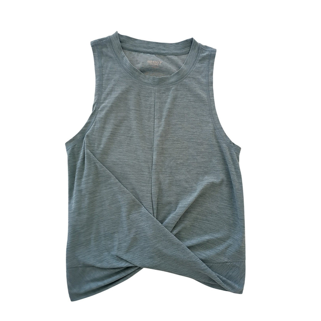 Old Navy Active Womens Blue Heathered Twist Front Tank Top Size Small