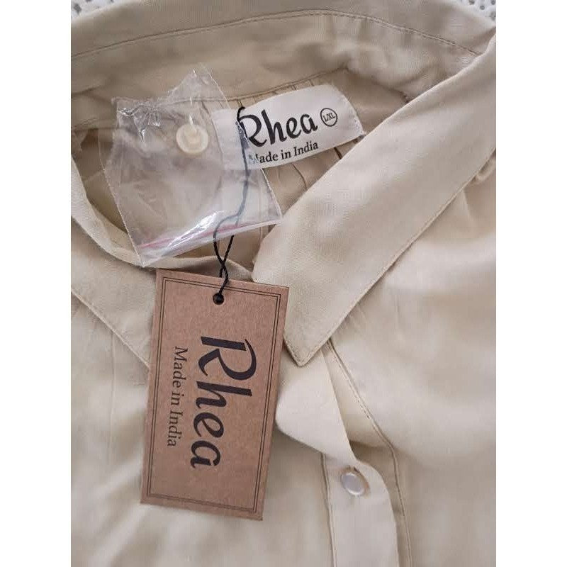 NWT RHEA Tan Tiered Babydoll Mini Dress L/XL Oversized Boho Viscose Short Sleeve