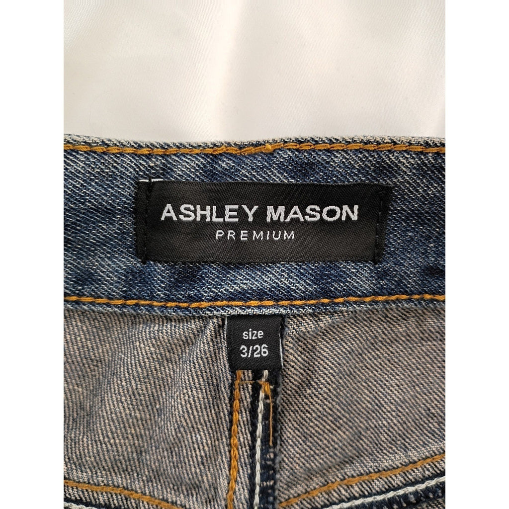 Ashley Mason $78 Premium Blue Wash Straight Leg Jeans Size 3 26x29 Denim