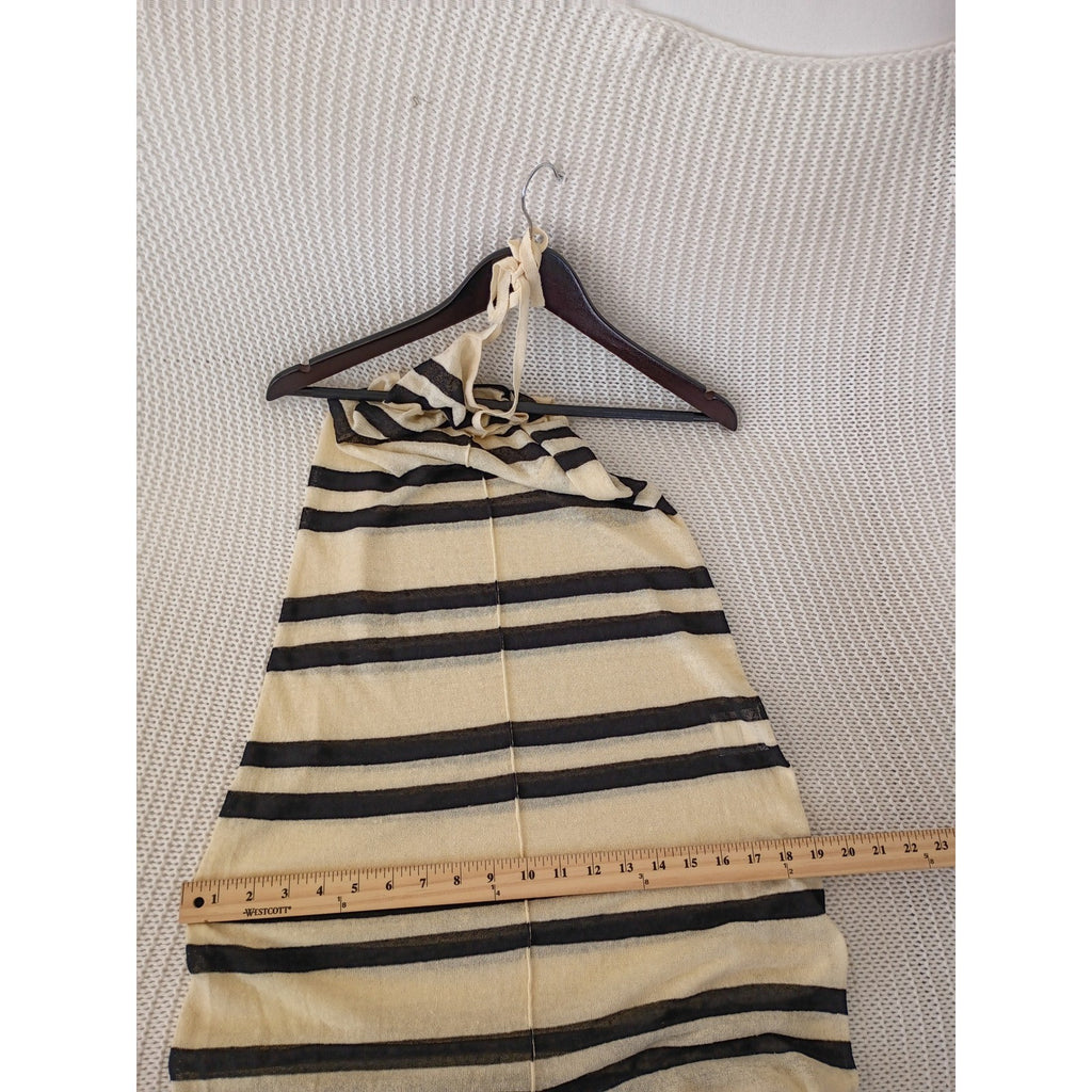 Zulu & Zephyr Striped Organic Linen Halter Maxi Dress Fits S NWOT $230 Coastal