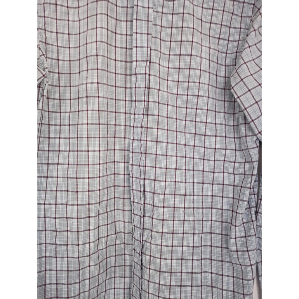 Plectrum by Renèe Cifelli Windowpane Check Shirt Blue Cotton Classic Casual S