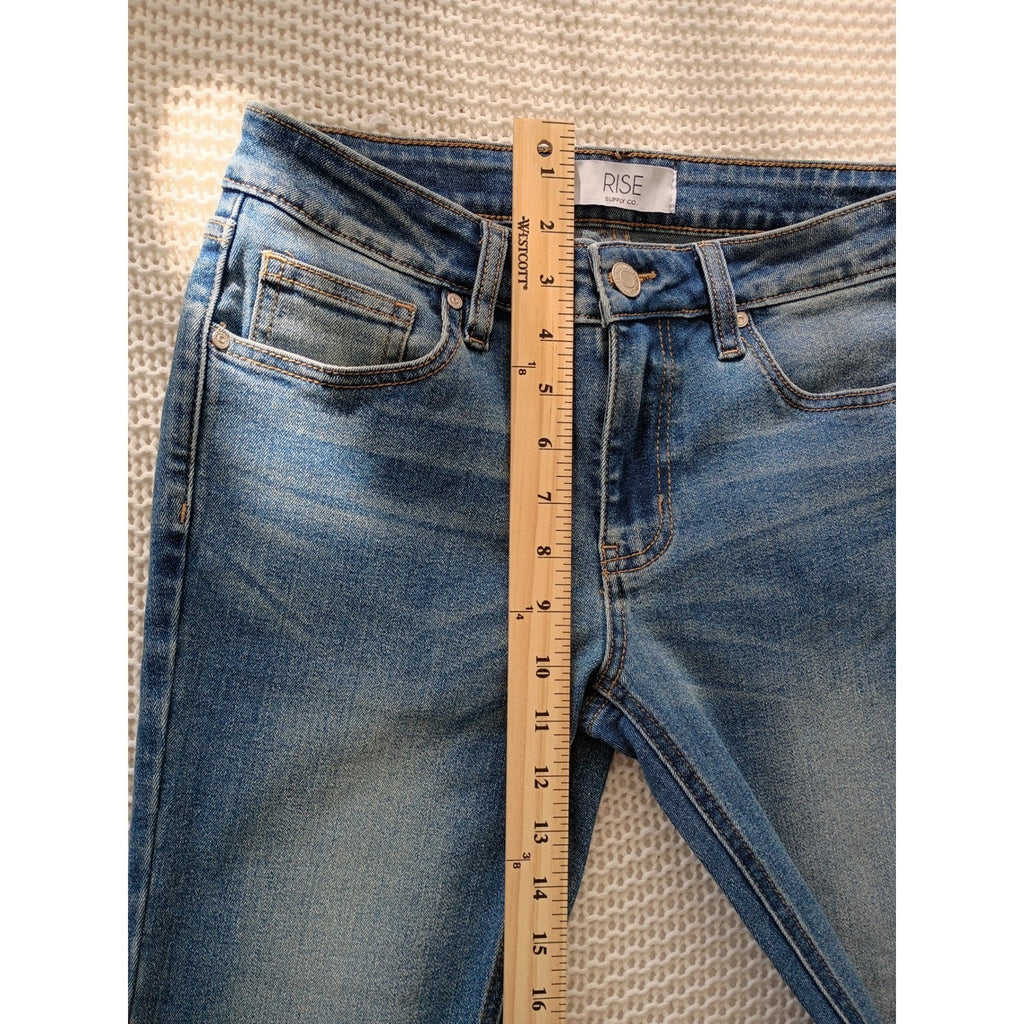 RISE SUPPLY CO. Blue Wash Flare Jeans 27x30 High Rise Bootcut Trendy Denim