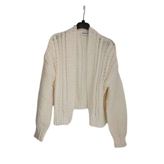 Princess Polly Elegant Cozy Cream Cable Knit Cropped Cardigan Open Front M NWOT