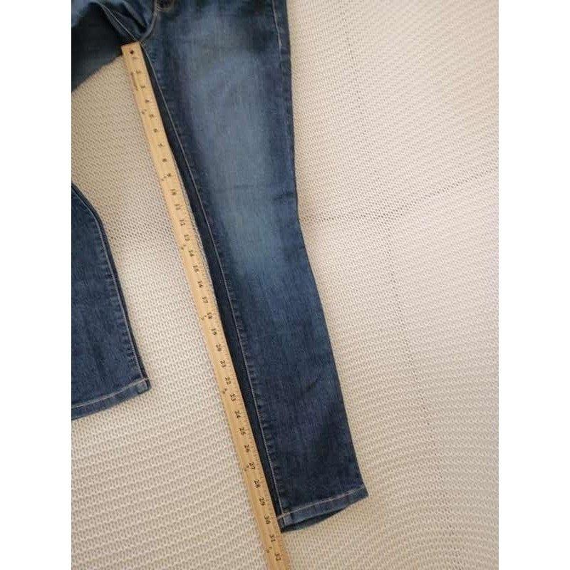 Y2K Moto Utility Skinny Jeans Dark Wash Embroidered Pocket 30x31 2.1 Denim