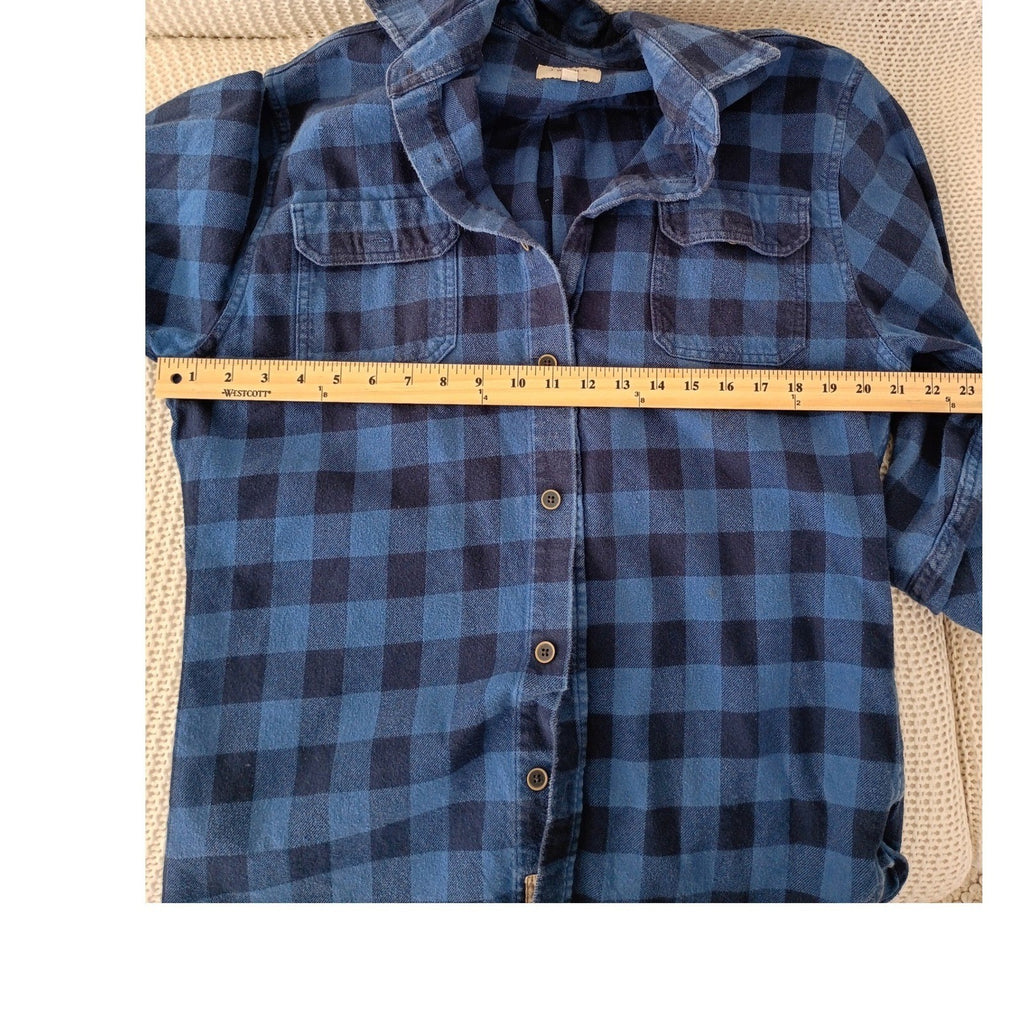 Jachs NY Cozy 100% Cotton Blue Plaid Flannel Shirt Button Up Long Sleeve Mens M