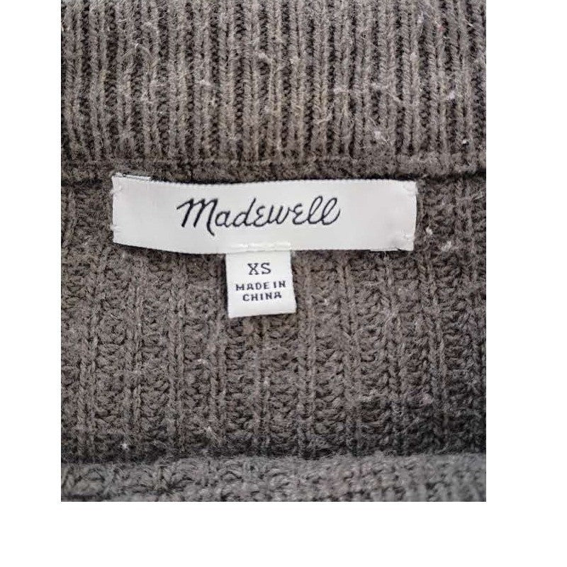 MADEWELL Olive Green Ribbed Crewneck Pocket Sweater S Cotton Blend Boho