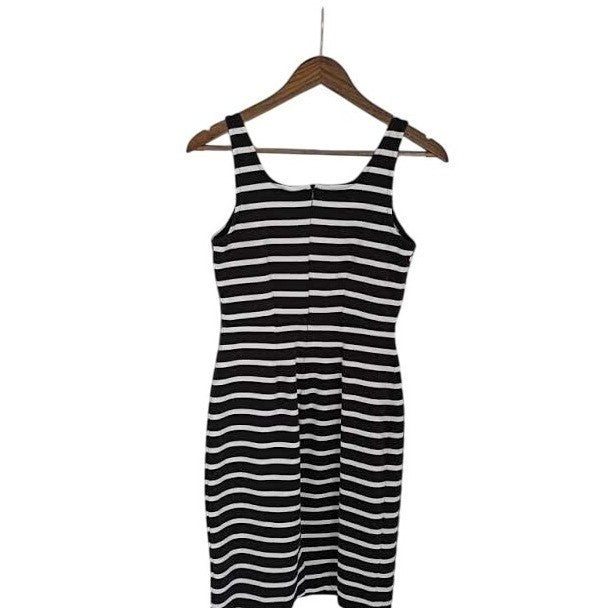 Old Navy Black White Stripe Ribbed Tank Dress S Small Cotton Blend Summer Casual