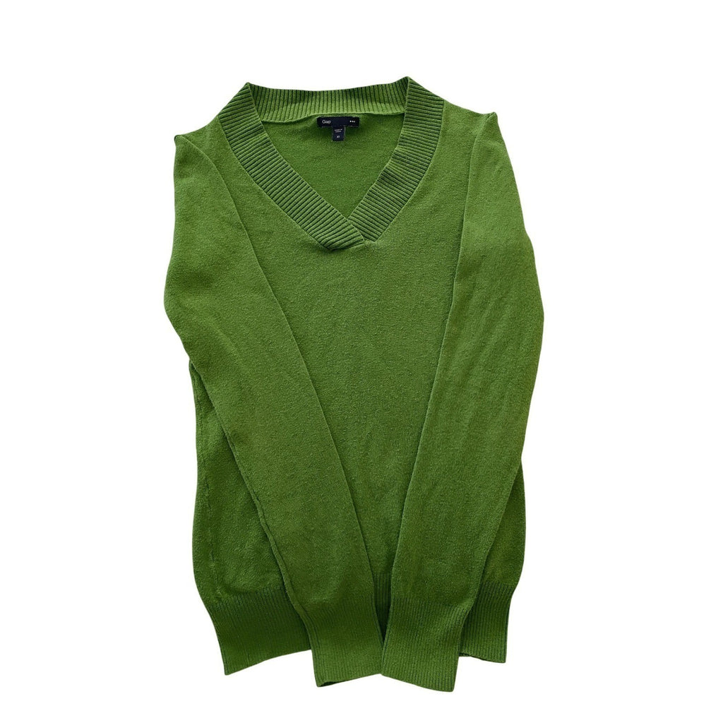 Gap V Neck Sweater Women's  Green Pullover Wool Knit Casual Top Size S