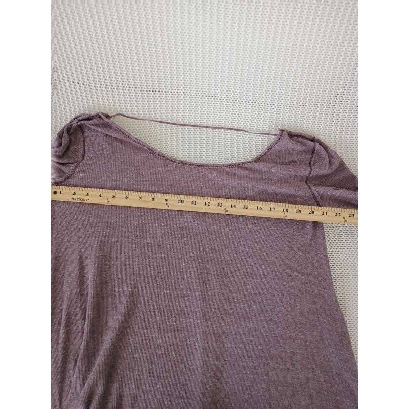 Free People Thermal Waffle Knit Tunic Sharkbite Hem Boho Long Sleeve Plum Fits S