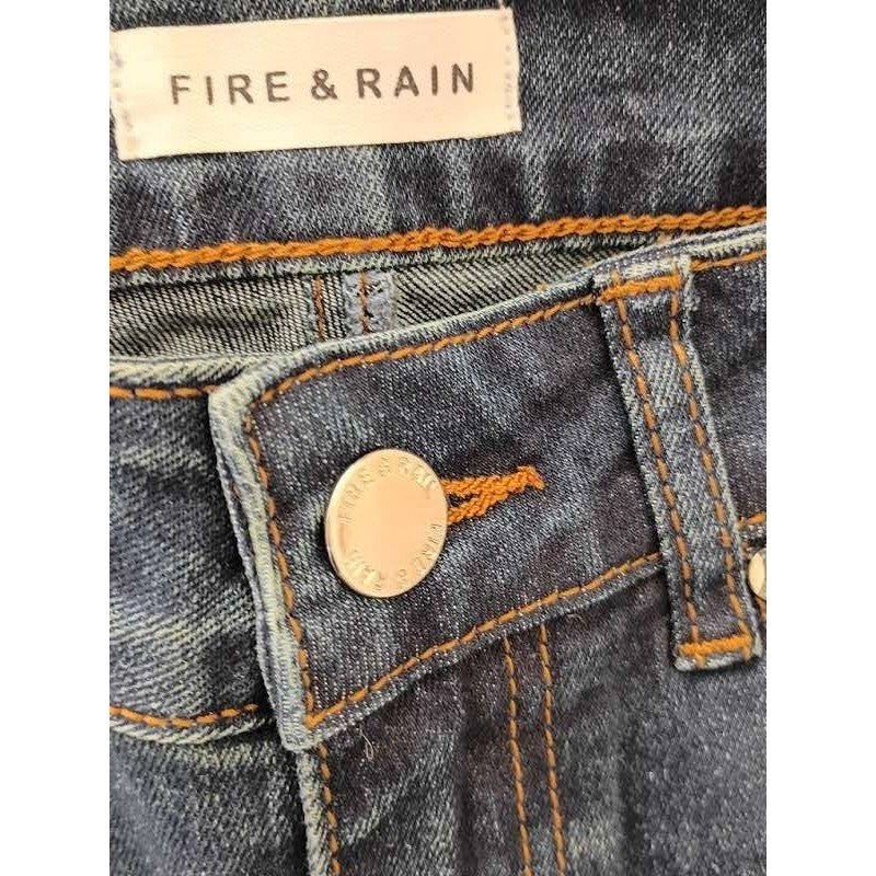 Fire & Rain Womens High Rise Skinny Jeans Dark Wash Raw Hem Size 28 - NWOT
