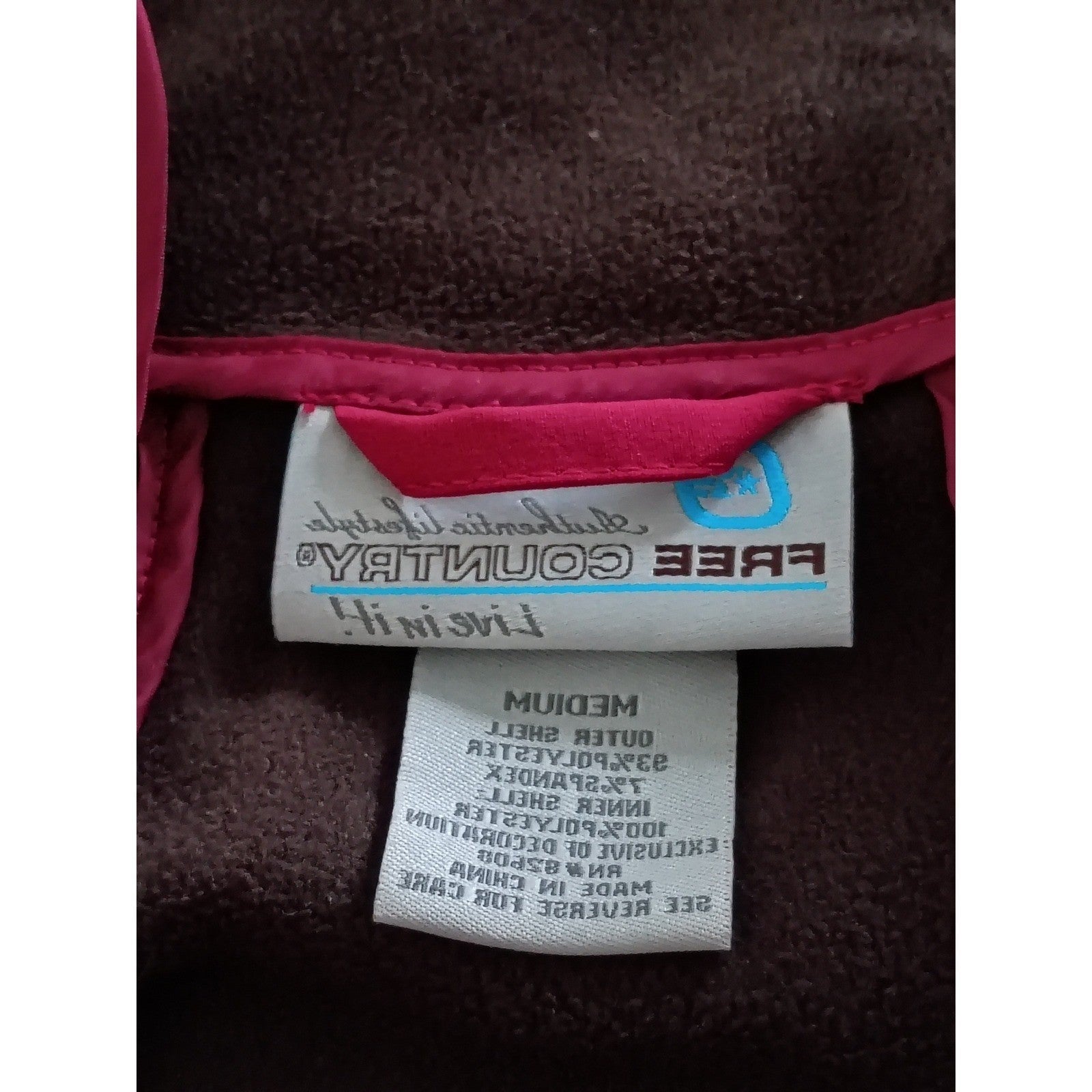 Free Country Women's Pink Softshell Jacket Full Zip Pockets Size Medium