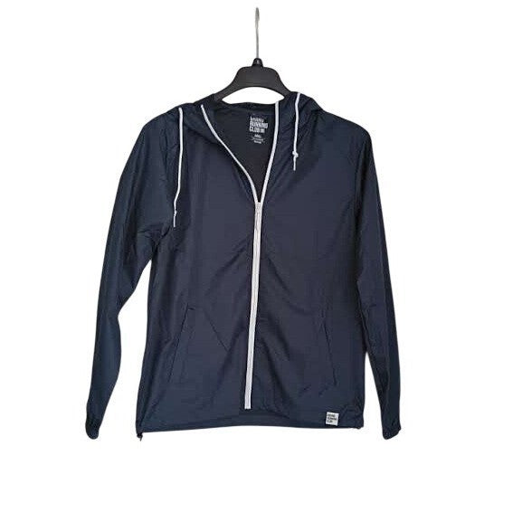 GRAND RUNNING CLUB NWT Navy Blue Lightweight Hooded Windbreaker Jacket