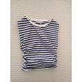 Zara Navy Blue White Striped Ruched Side T-Shirt Short Sleeve Women's Size S