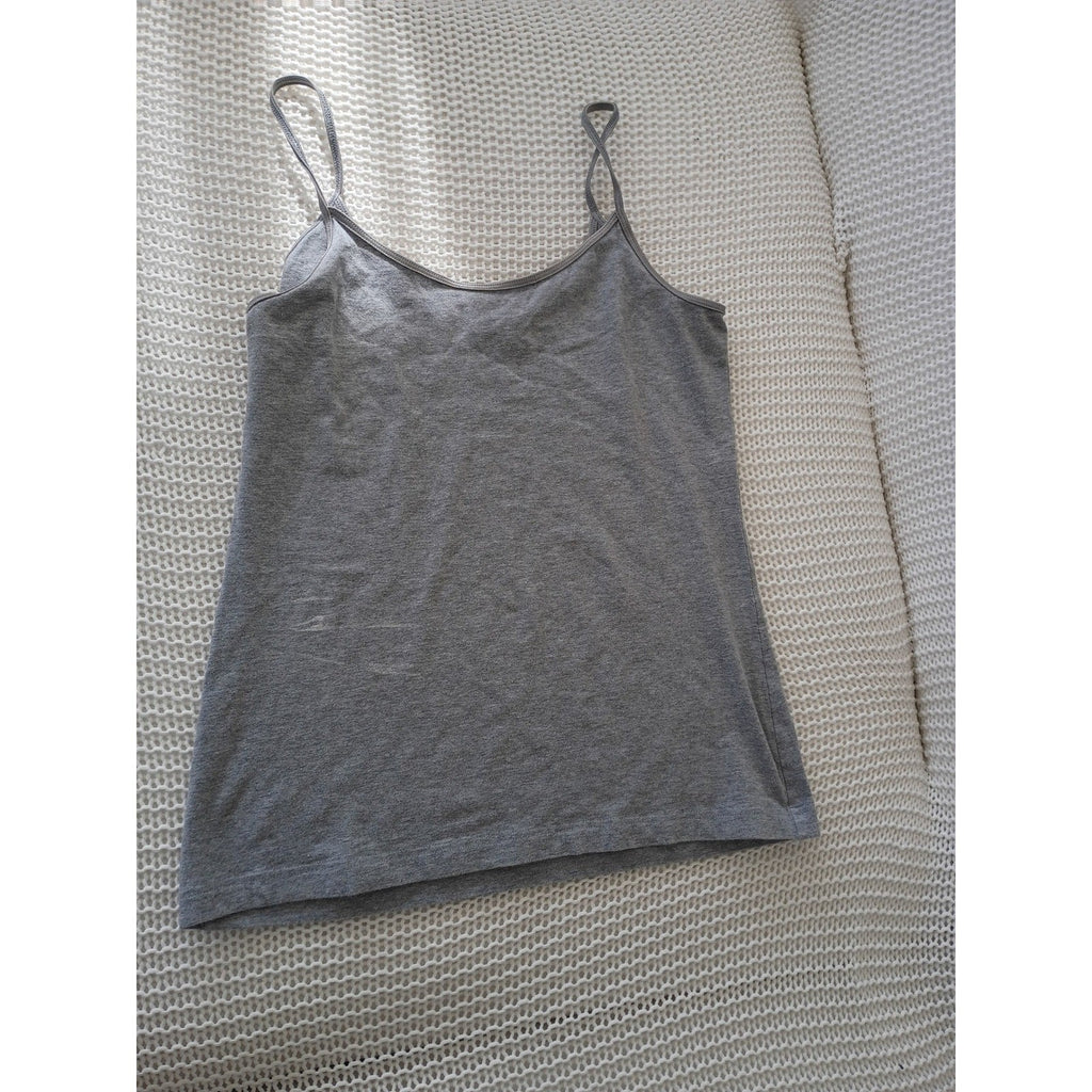 GAP Bundle White Ribbed Open Back Tie Top & Grey Camisole Cami Set S Capsule