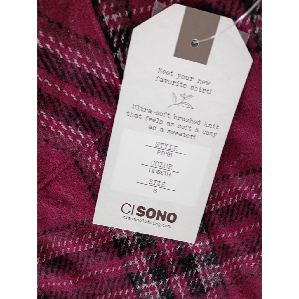 Ci Sono NWT Plaid Button Up Casual Shirt Brushed Knit Long Sleeve Mens S