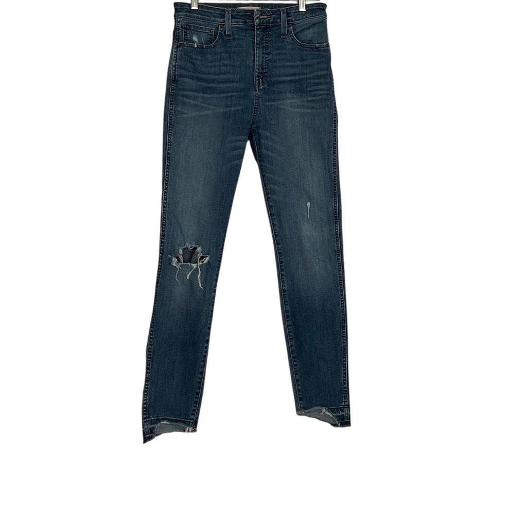Madewell Curvy High Rise Skinny Jeans Medium Wash Distressed Size 29