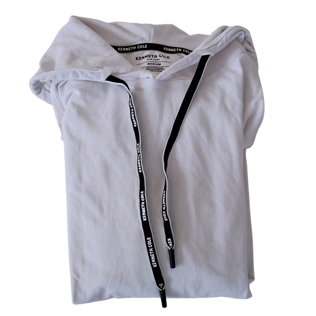 Kenneth Cole - NWOT White Long Sleeve Hoodie 98% Cotton Pocket Drawstring M