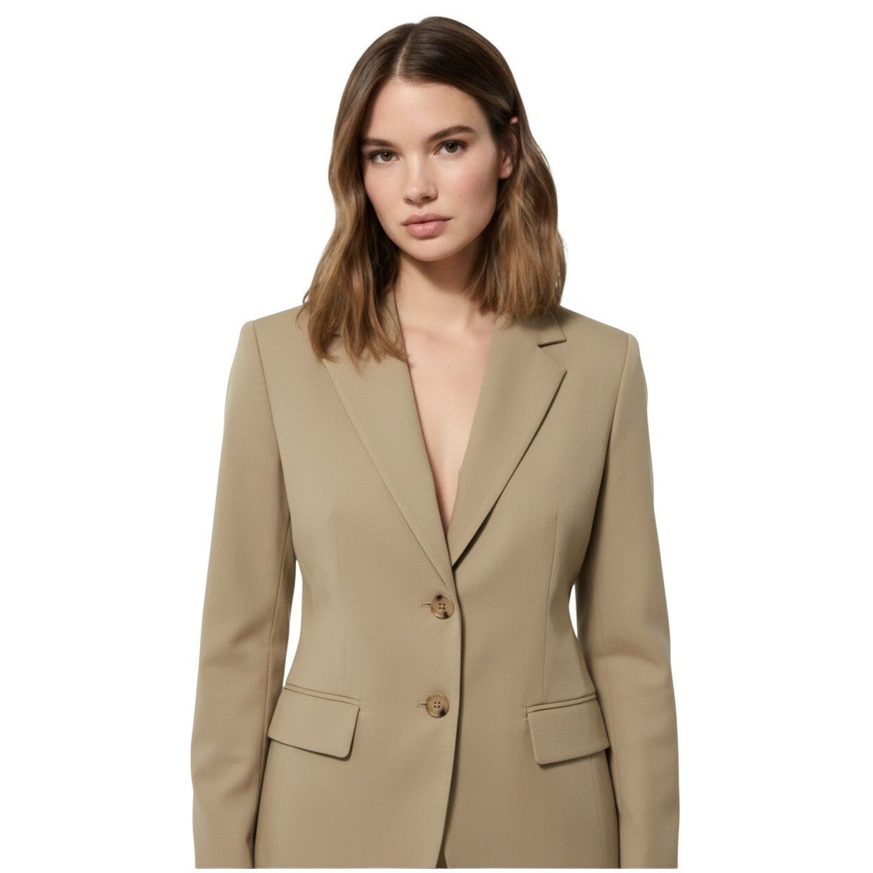 Chadwicks of Boston Beige 98%Cotton Blazer Jacket Size 14 Two Button