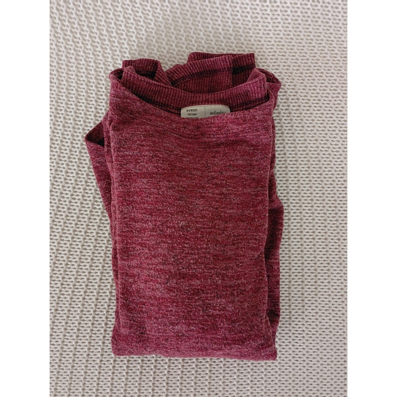 Anthropologie Saturday Sunday Burgundy Heathered Layered Top Boho Cozy Fits S/M