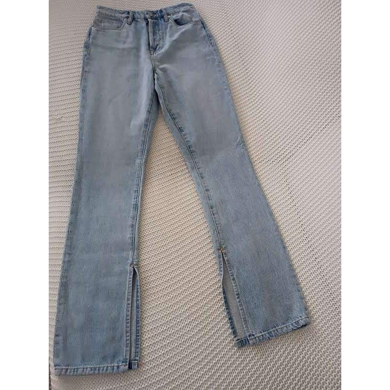 BlankNYC Jean 26x33 Tall High Rise Cooper Long Slim Straight Light Wash SideSlit