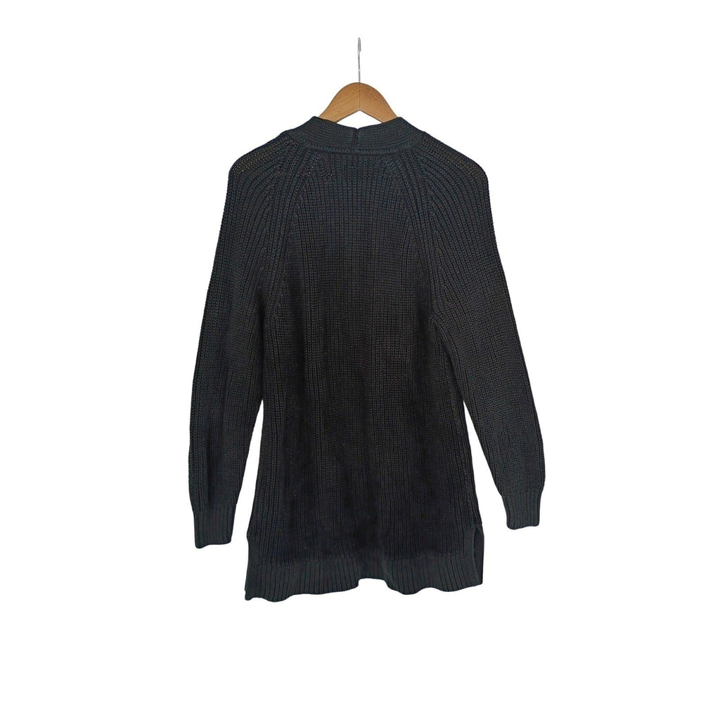 GAP 100% Cotton True Black L Longline Shawl Collar Cardigan Sweater Minimalist
