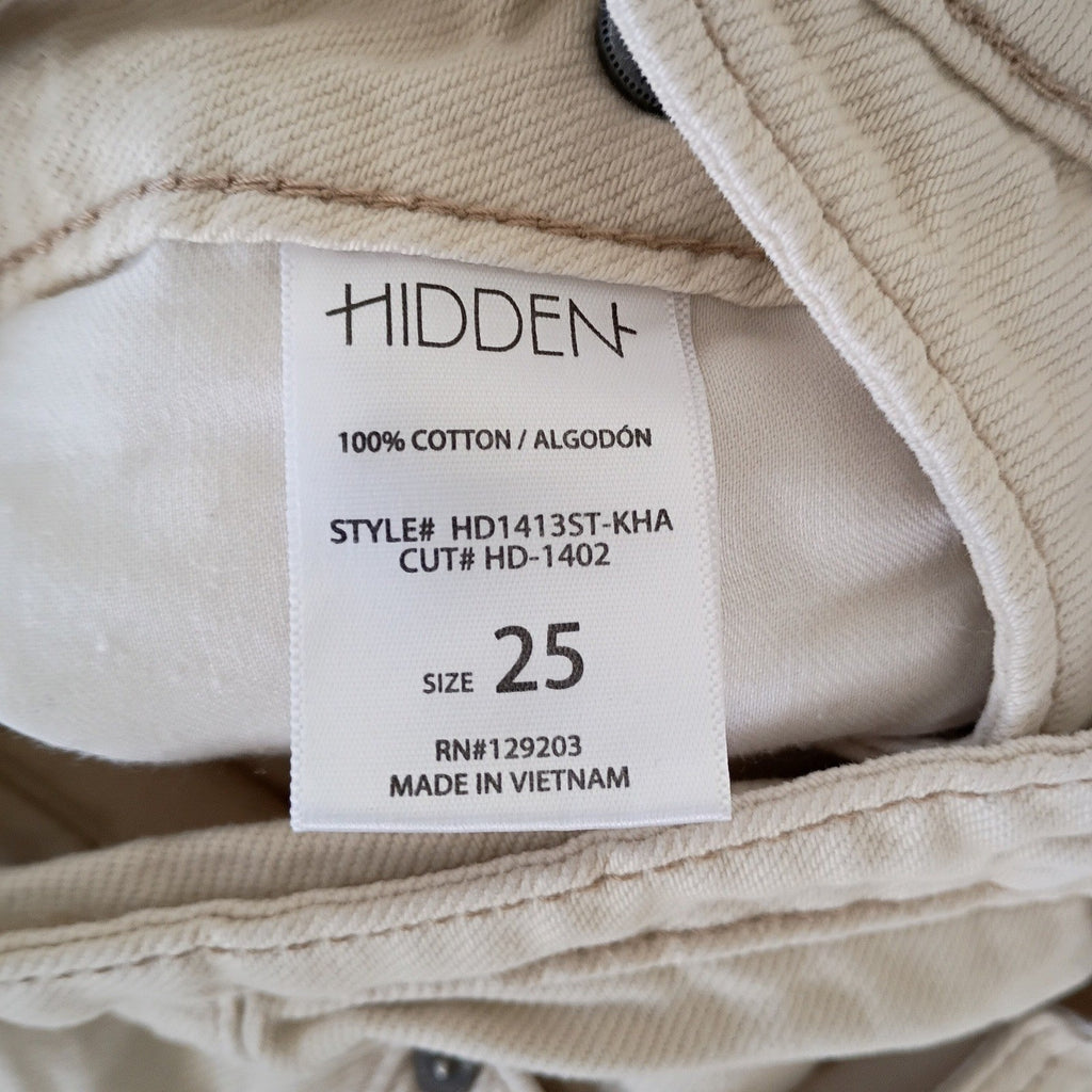 Hidden Jeans Khaki Cargo Pants Straight Leg Tan Utility Y2K Minimalist Size 25