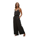 Classic Polka Dot Smocked Wide Leg Jumpsuit L Black White Sleeveless Retro Boho
