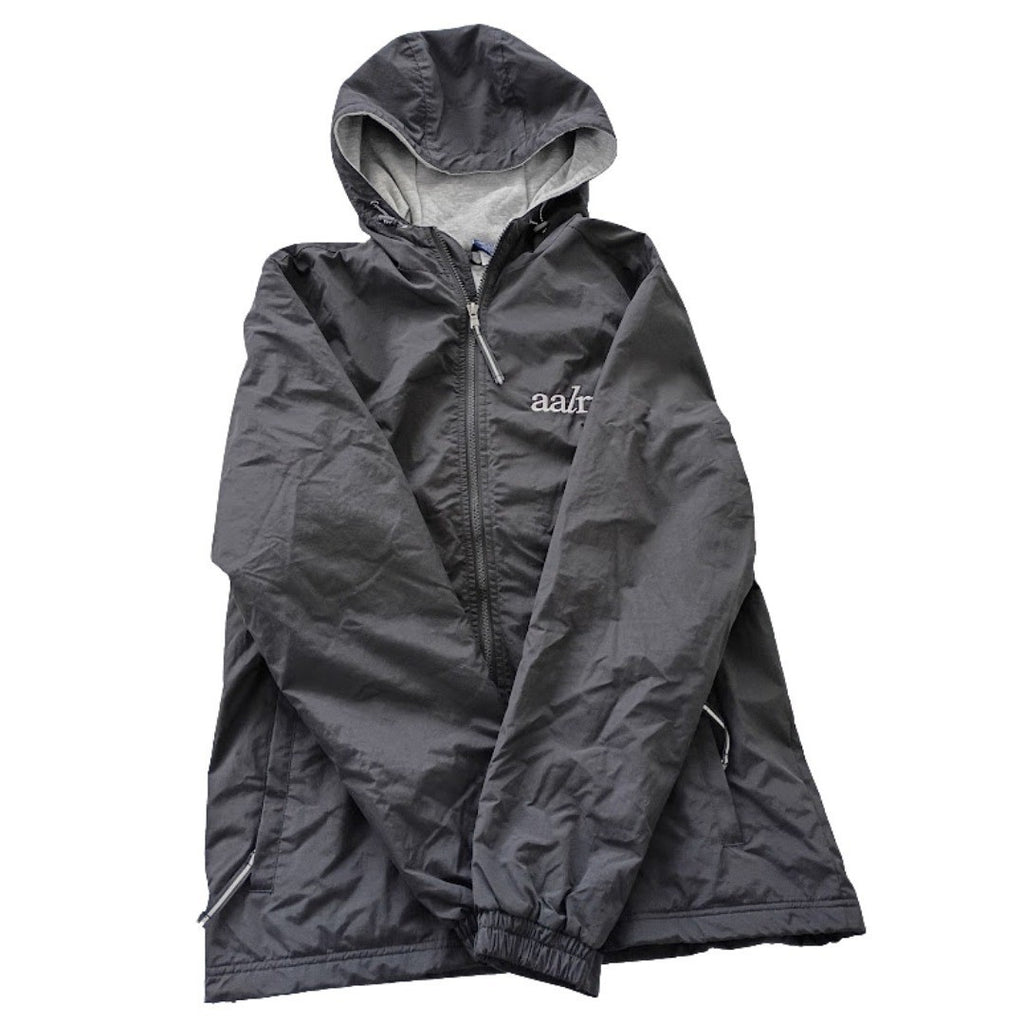 AALR Lightweight Hooded Windbreaker Jacket Charcoal Gray Zip Athleisure