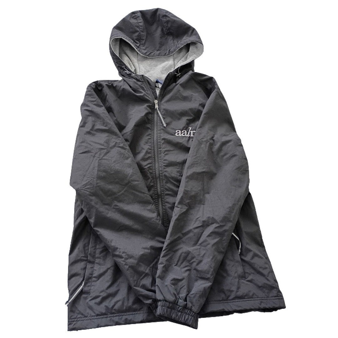 AALR Lightweight Hooded Windbreaker Jacket Charcoal Gray Zip Athleisure