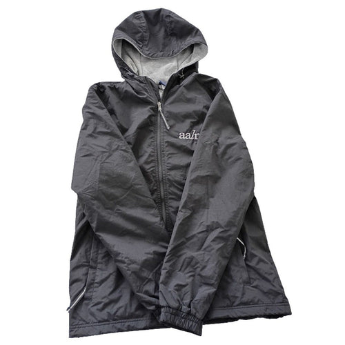 AALR Lightweight Hooded Windbreaker Jacket Charcoal Gray Zip Athleisure