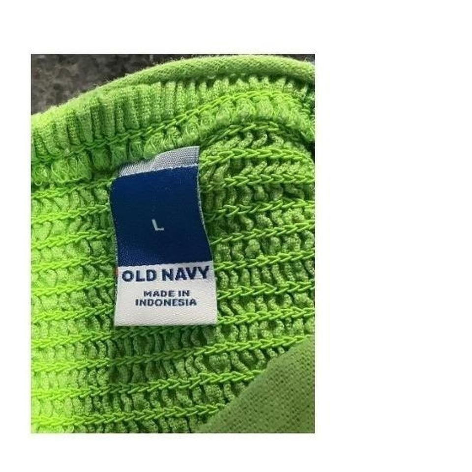 Old Navy Green Smocked Linen Blend Square Neck Tie Shoulder Mini Dress Women L