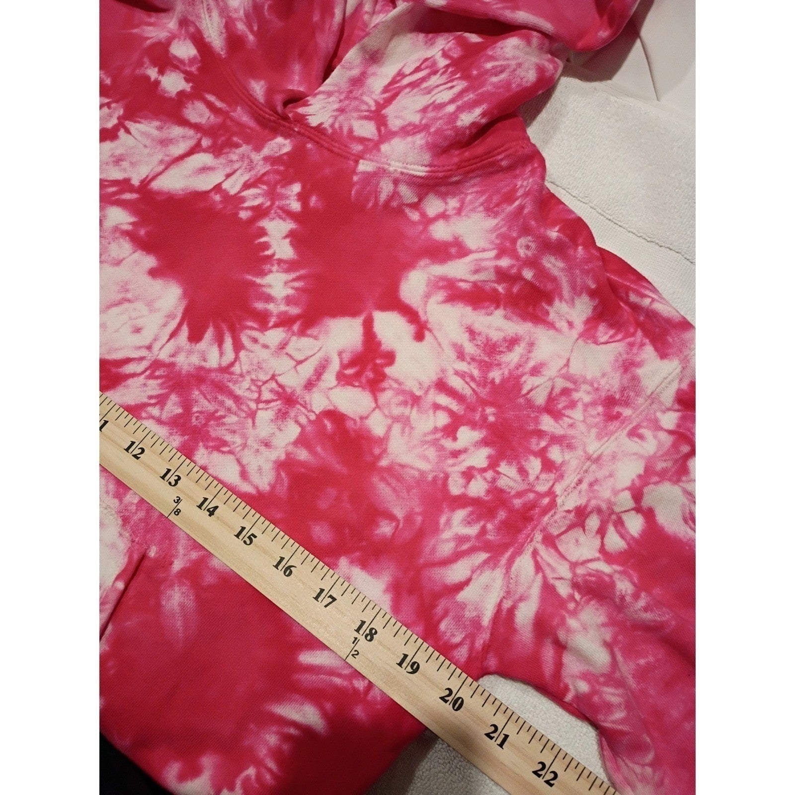 Spiritual Gangster Pink White Tie Dye Hoodie L Large Cotton Cropped Yoga Workout