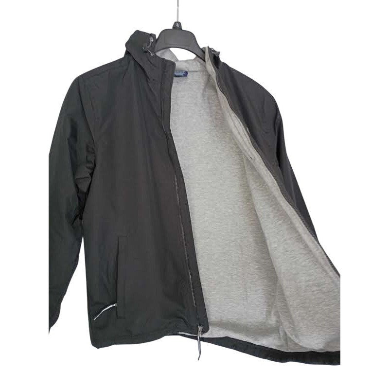 Charles River Apparel Mens Gray Hooded Windbreaker Jacket Size L AALR Logo