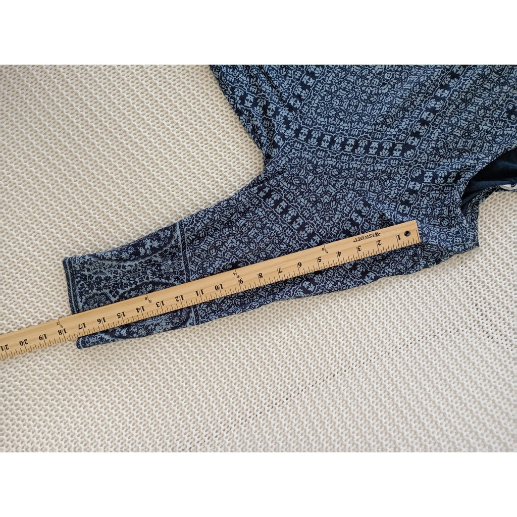 Lucky Brand Blue Paisley Medallion Cotton Modal Long Sleeve Top Boho 1X Plus