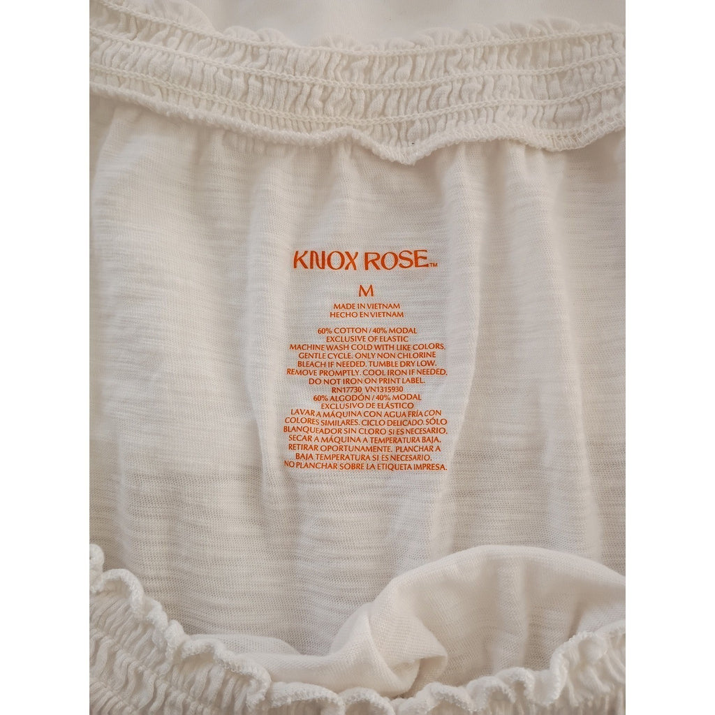 Knox Rose Off Shoulder Smocked Blouse Ivory Boho Peasant Top Women Size M
