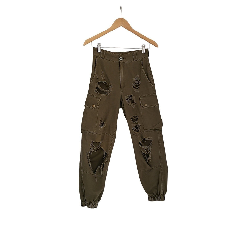 CARMAR CARMAR Olive Green Distressed Cargo Pants Size 26 VTG Grunge Style