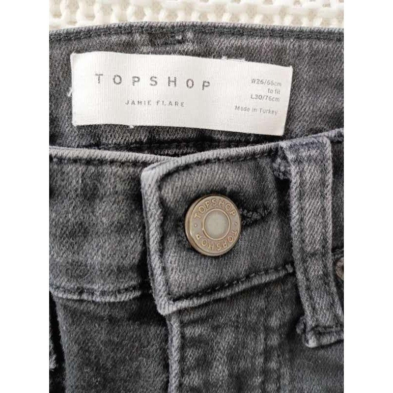Topshop Jamie Bootcut Jeans Washed Black High Rise Denim 26x30 NWOT