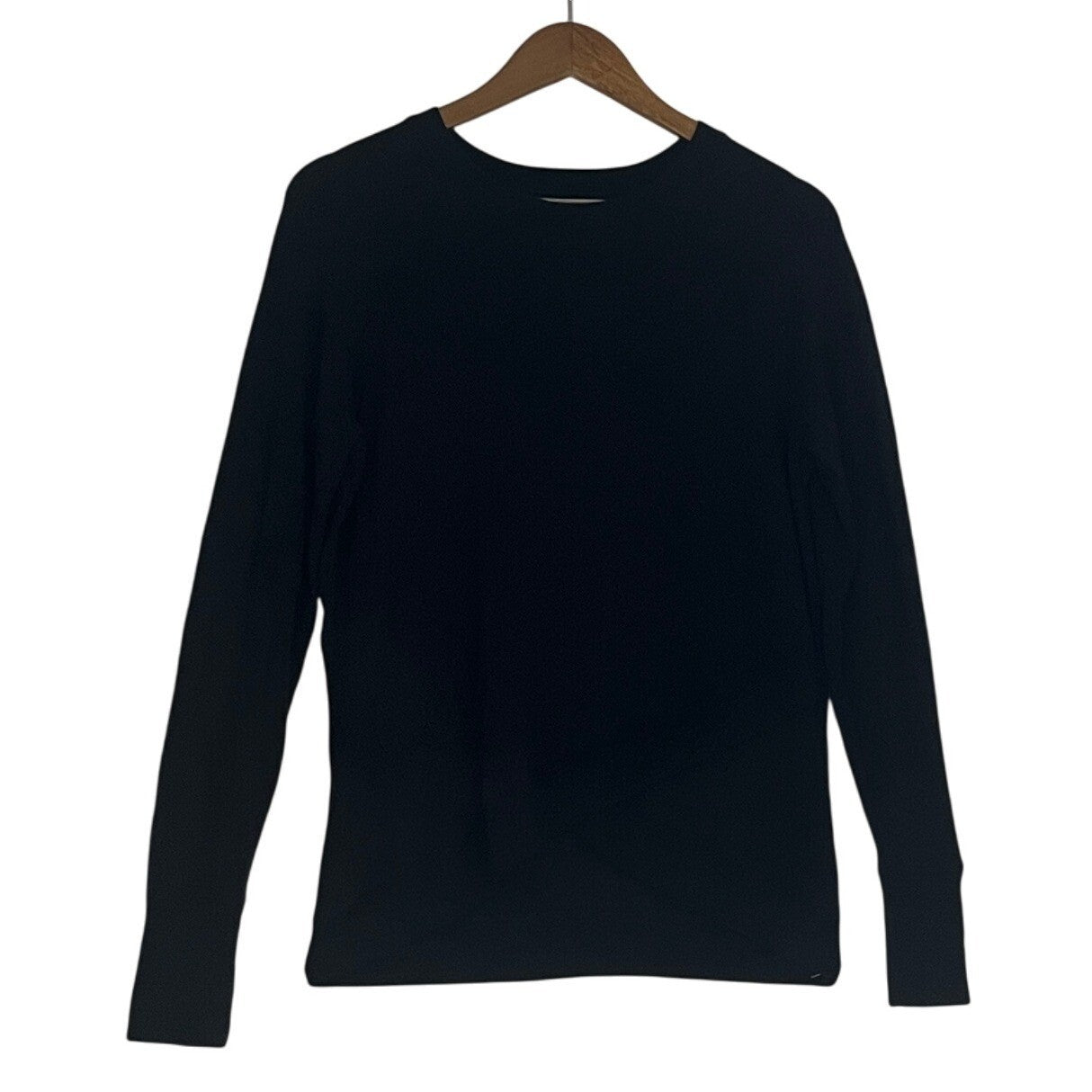 ATHLETA Black Wrap Front Long Sleeve Top S Modal Spandex Retro-Chic
