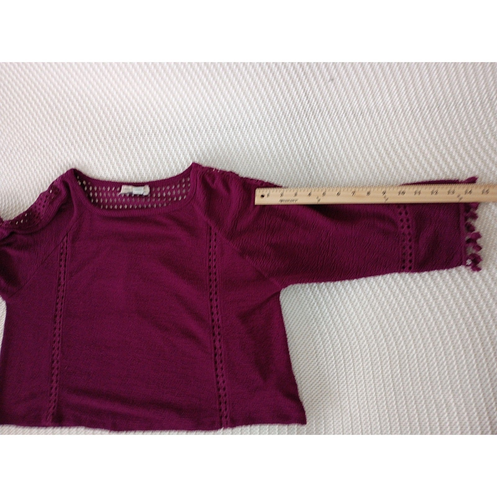 Anthropologie Saturday Sunday Magenta 100% Cotton Crochet Tassel Boho Blouse S