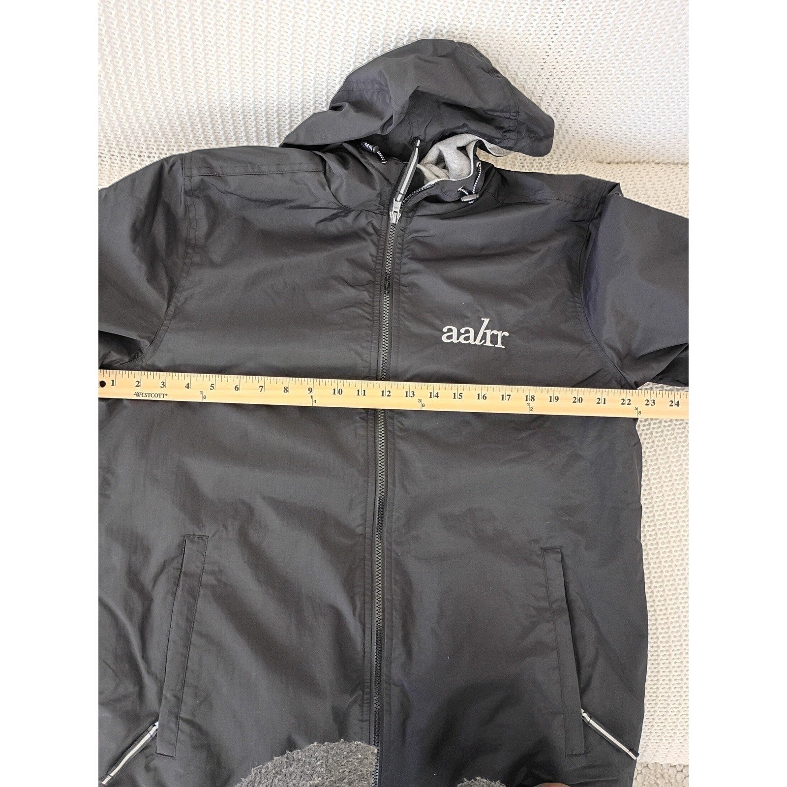 Charles River Apparel Mens Gray Hooded Windbreaker Jacket Size L AALR Logo