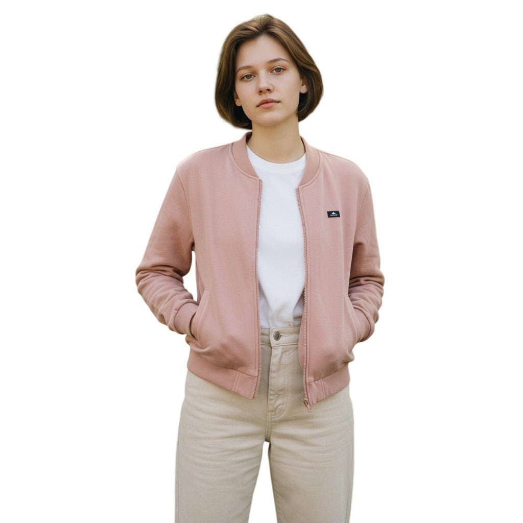 Kensie Jeans studioLUXE Pink Bomber Jacket Full Zip Fleece Lined Size M