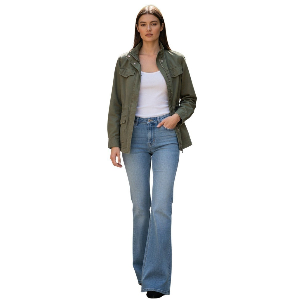 Light Wash High Rise Flare Jeans Vintage-Style Bell Bottom Denim 31x30
