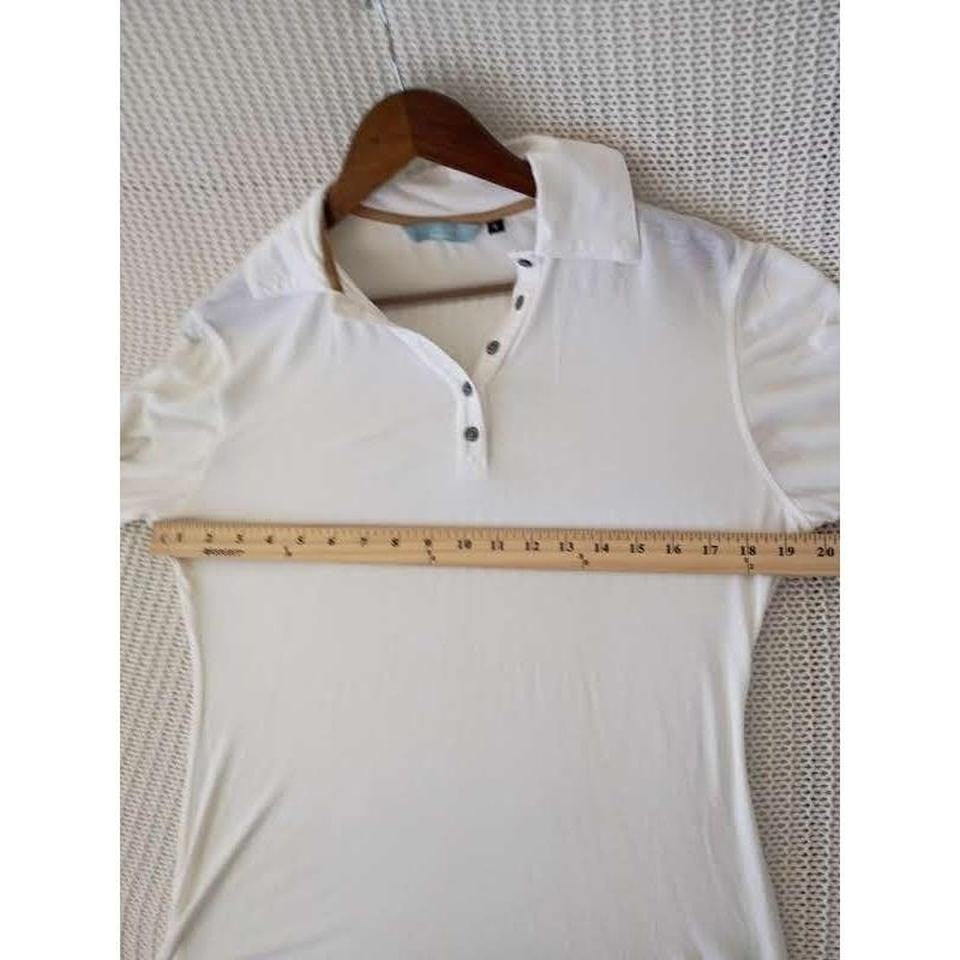 Lizzie Driver Ivory Micromodal Golf Polo Shirt S USA Made Luxe Basic $110