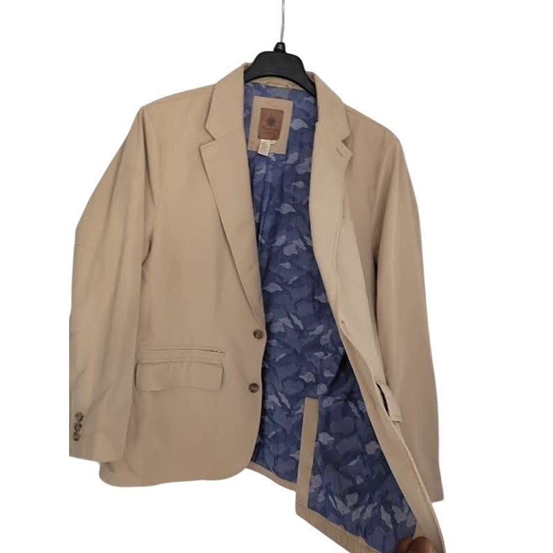 Territory Ahead 100% Cotton Tan Blazer Jacket L Button Up Lapel Collar Light