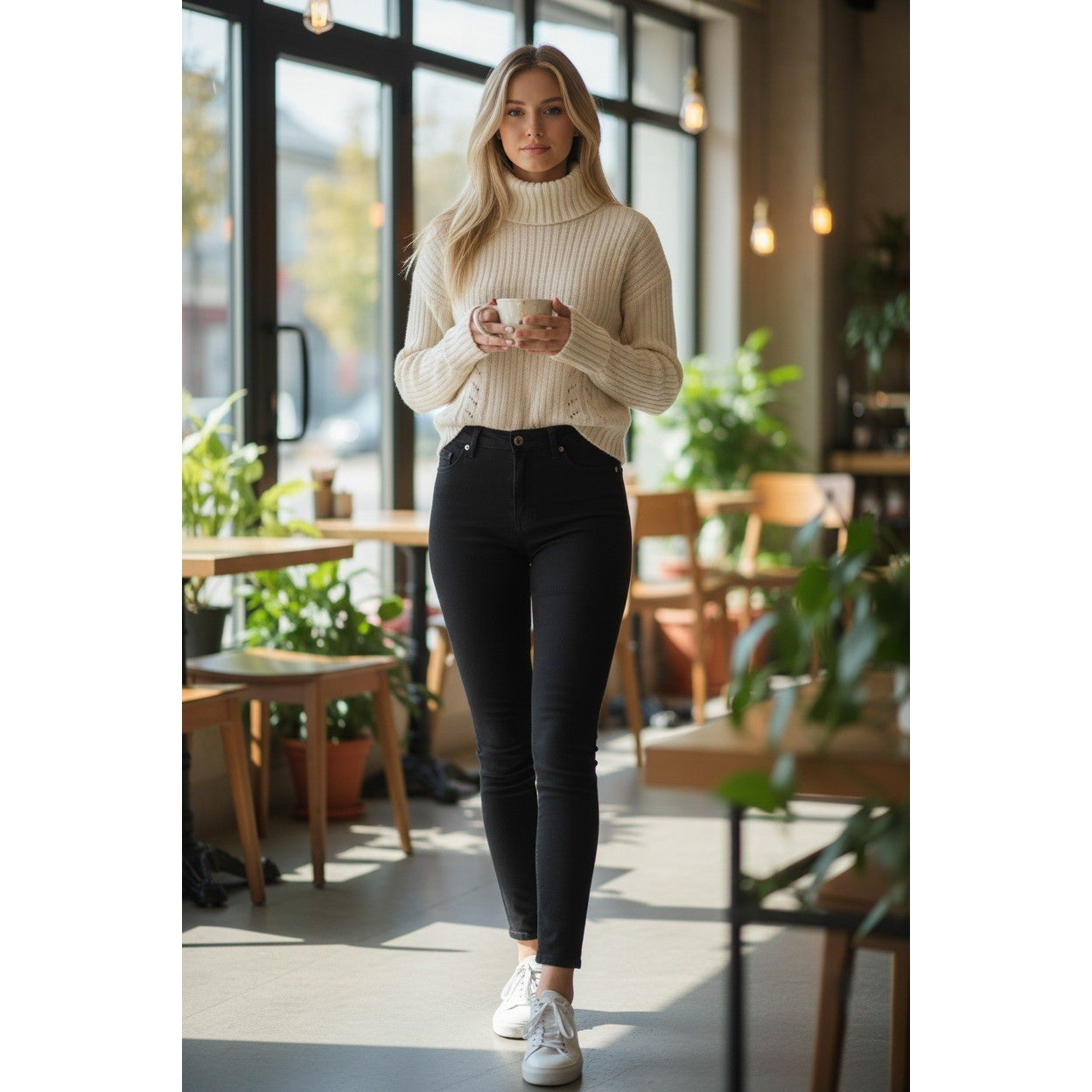 Express Y2K Ivory Ribbed Turtleneck Sweater Wool Angora Pointelle Coquette XS