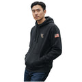SPORT TEK Navy Bllue Cotton Fleese Logo American Flag Hoodie Sweatshirt Mens S