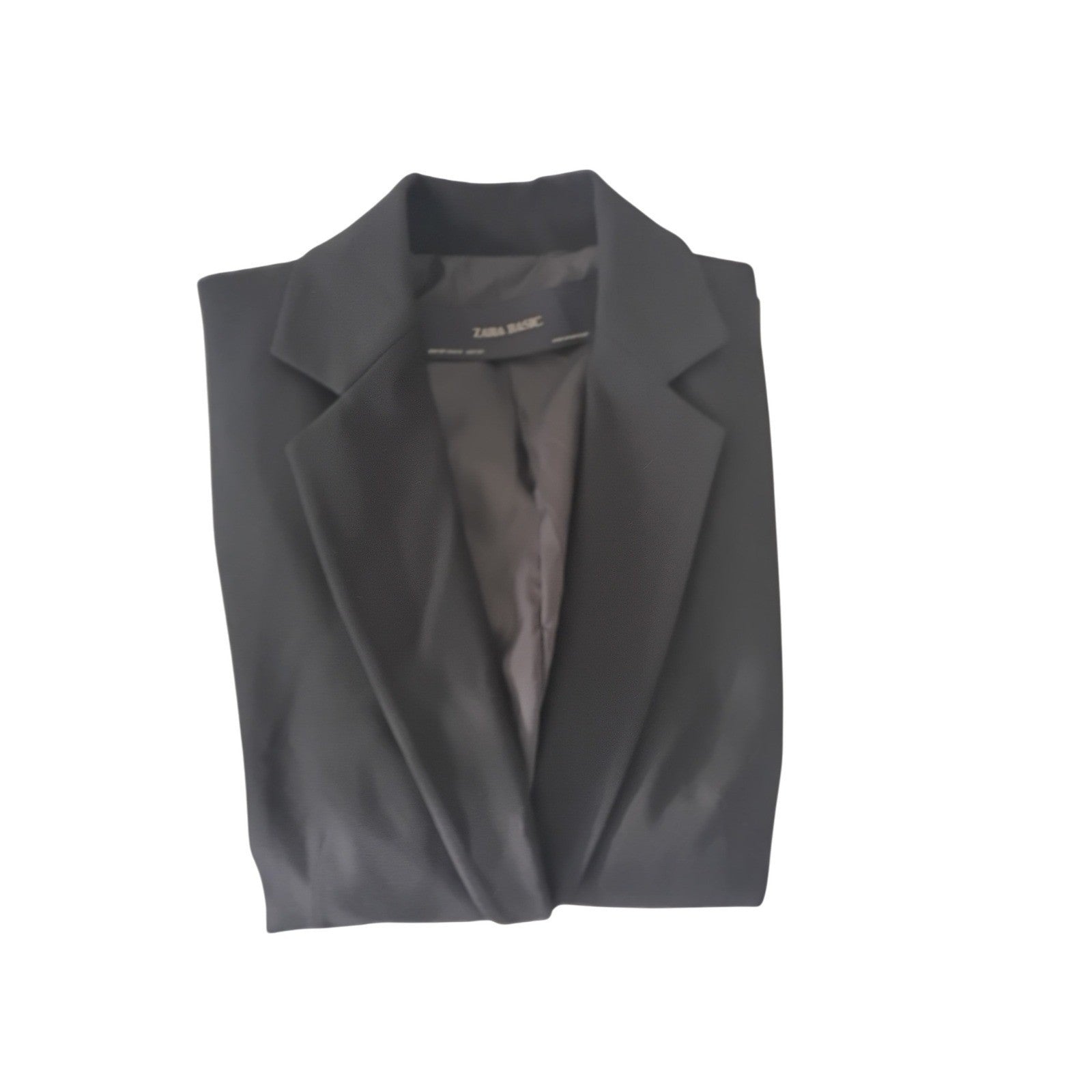 ZARA BASIC Black One Button Blazer Jacket Women US 6 Made in Morocco