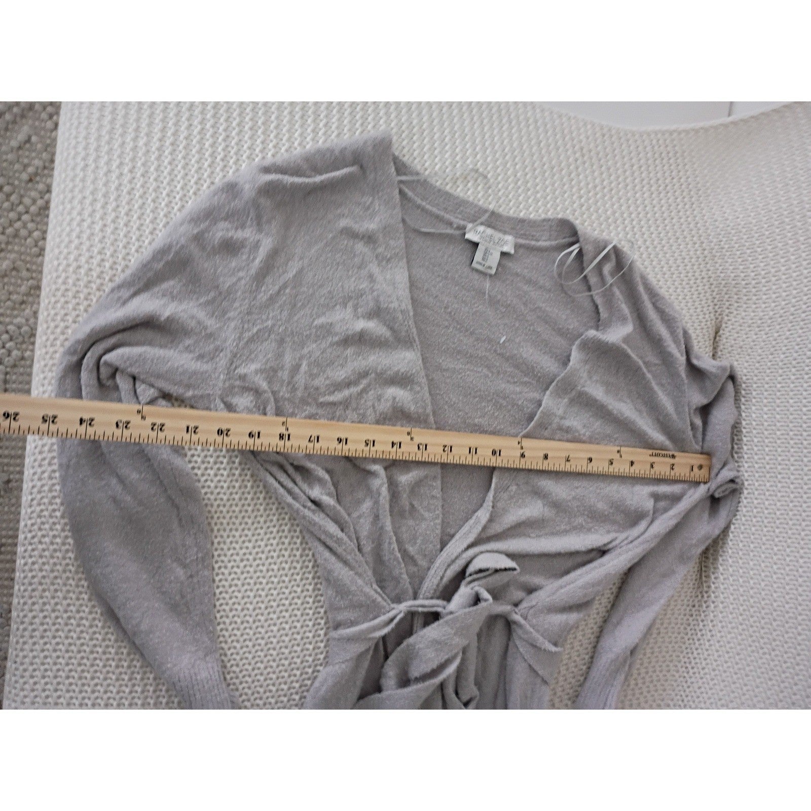 Rachel Zoe Oversized Elegant Long Cardigan Knit Belted Pockets Beige Size L